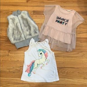 Set of 3: Gymboree Vest,  Zara & H&M Top, 5 years